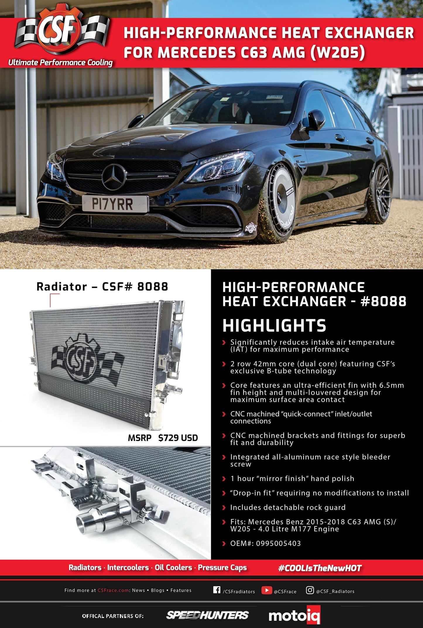 CSF Wymiennik Ciepła Mercedes-Benz AMG GT, AMG GT 63, AMG GT 63 S, AMG GT C, AMG GT R, AMG GT R Pro, AMG GT S, C63 AMG, E63 AMG, E63 AMG S, GLC63 AMG, GLC63 AMG S - zdjęcie 5