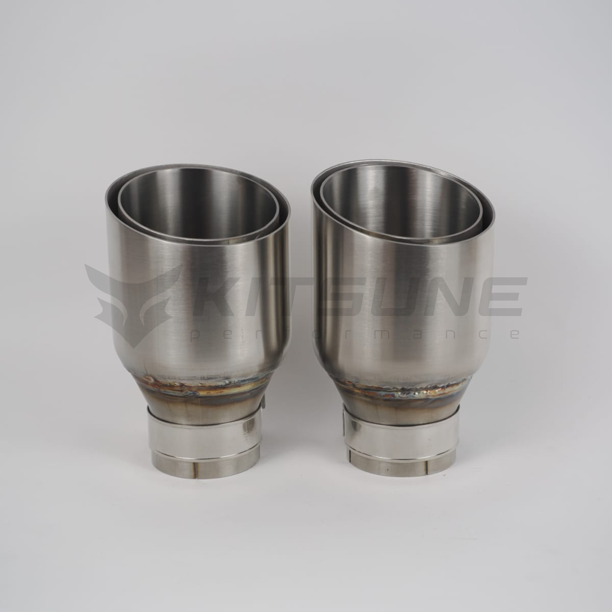 Double exhaust tip – bevelled – brushed stainless steel (1 pc.)