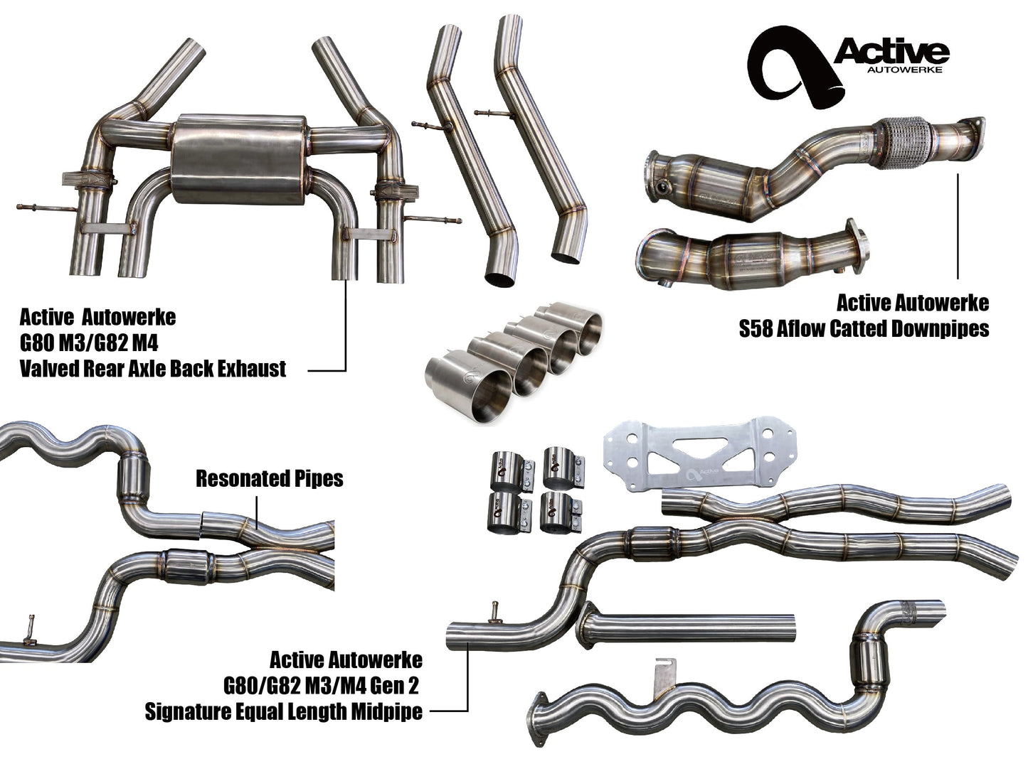 Zestaw wydechowy Active Autowerke BMW G80 M3 (AFlow Resonated)