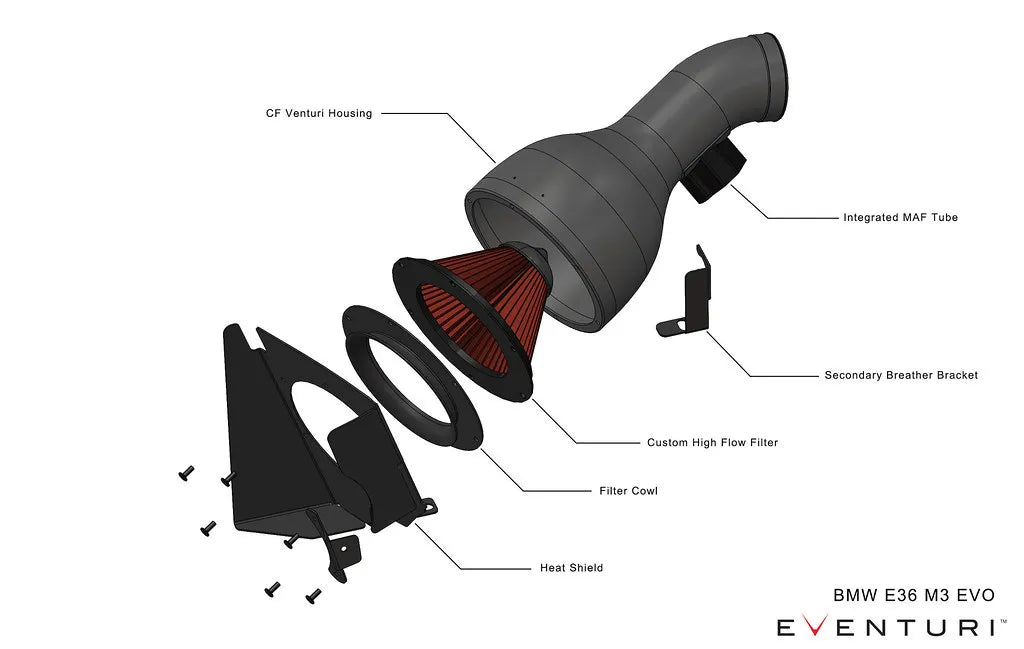 Eventuri Intake System BMW E36 M3 - EVE-E36M3-CF-INT