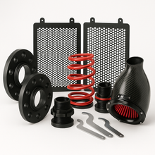 StartPack 2 BMW M3 G80  – ukłąd dolotowy Eventuri · regulowane sprężyny H&R · dystanse Eibach 15 / 12 mm · aluminiowe kratki nadkola Kitsune