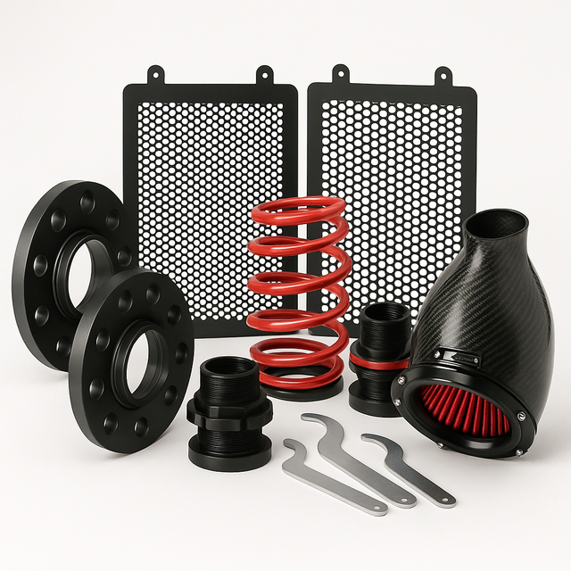 StartPack 2 BMW M3 G81 – Eventuri intake system H&amp;R adjustable springs Eibach 15/12mm spacers Kitsune aluminum fender grilles 