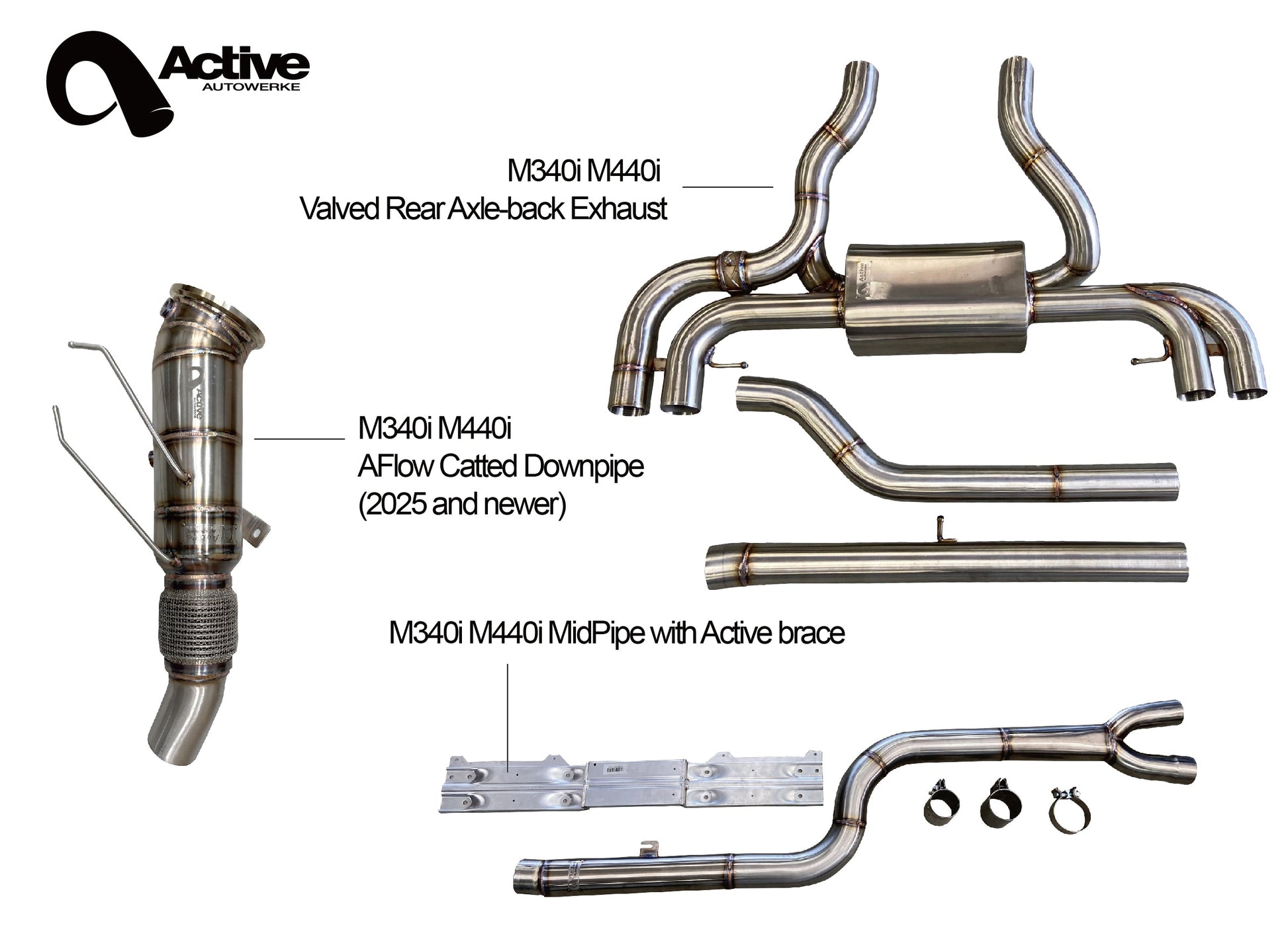 Downpipe Active Autowerke BMW M340i (Rear Aflow Midpipe Bundle 2025+)