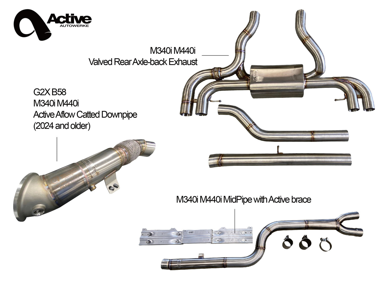 Downpipe Active Autowerke BMW M340i (Rear Aflow Midpipe Bundle 2024 Older)