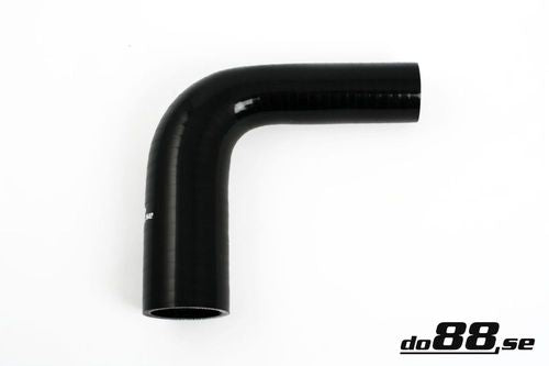Wąż silikonowy kolanko redukcyjne do88 Czarny SBR90G25-35