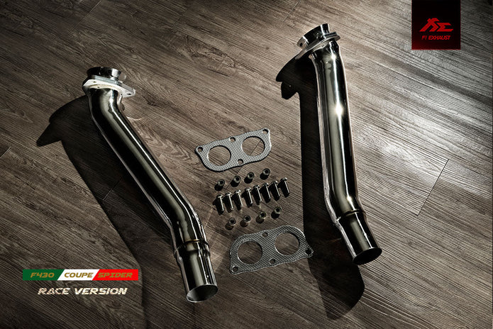 Performance downpipes for Ferrari F430 Coupe / Spider, crafted for enhanced exhaust flow and engine responsiveness. Upgrade your Ferrari F430 Coupe / Spider with aftermarket downpipes for increased horsepower and torque. Stainless steel construction ensures durability and reliability. Explore our selection of Ferrari F430 Coupe / Spider downpipes for a thrilling driving experience.